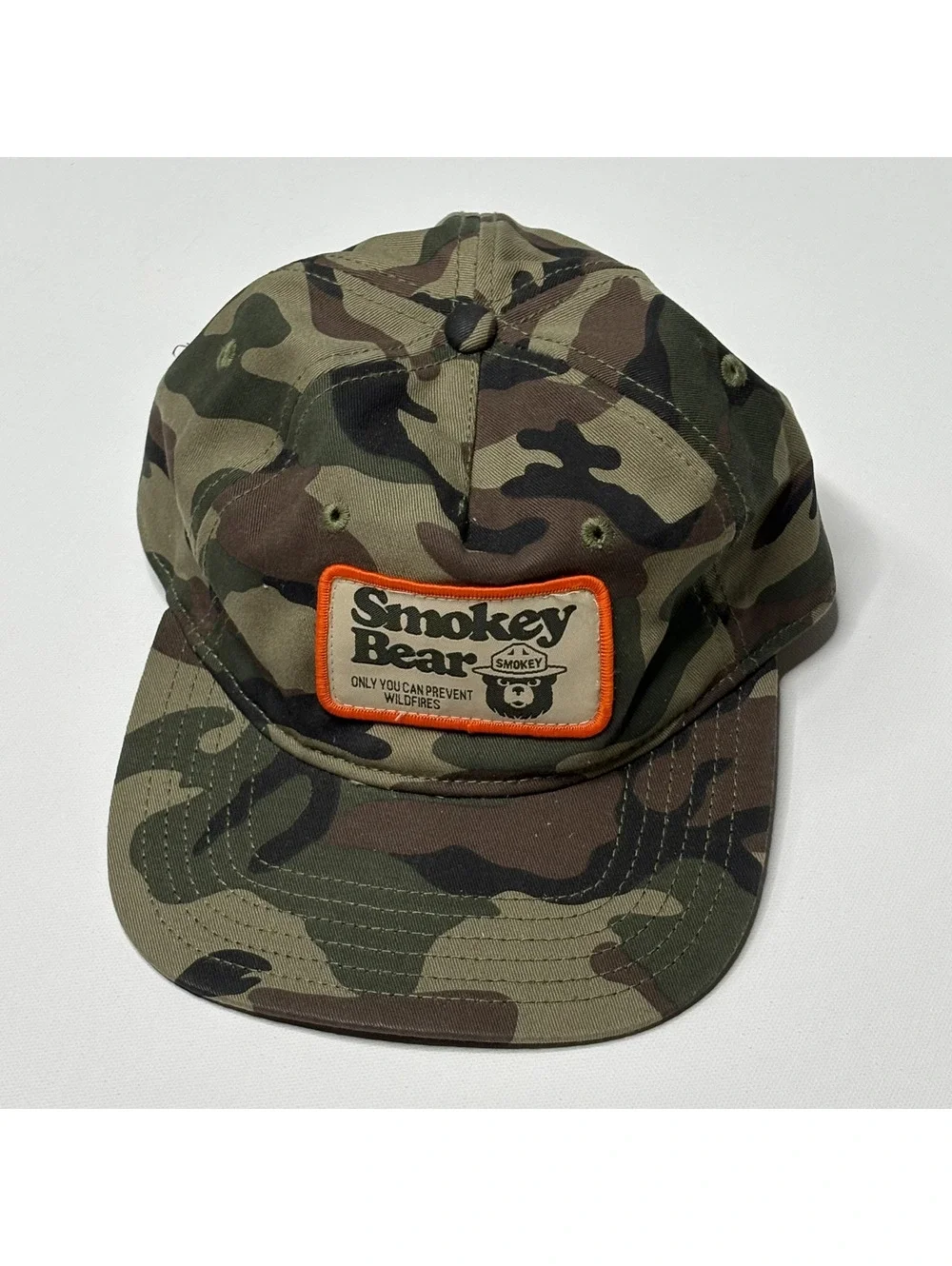 Smokey Bear Camo Trucker Hat Prevent Wildfires Snapback